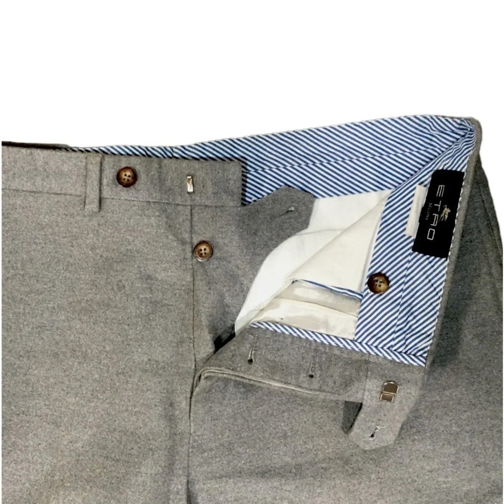 🪶 Etro Milano Soft Grey Dress Pants Men’s 50 (US 34) | Made in‎ Italy 👔